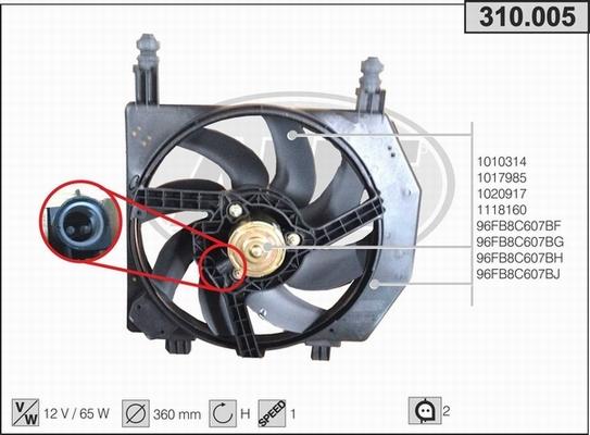 AHE 310.005 - Ventola, Raffreddamento motore www.autoricambit.com