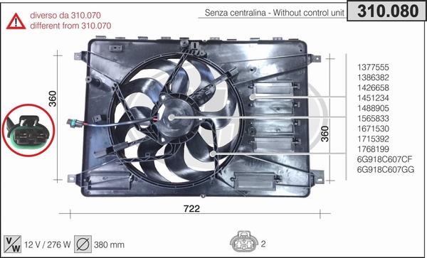 AHE 310.080 - Ventola, Raffreddamento motore www.autoricambit.com