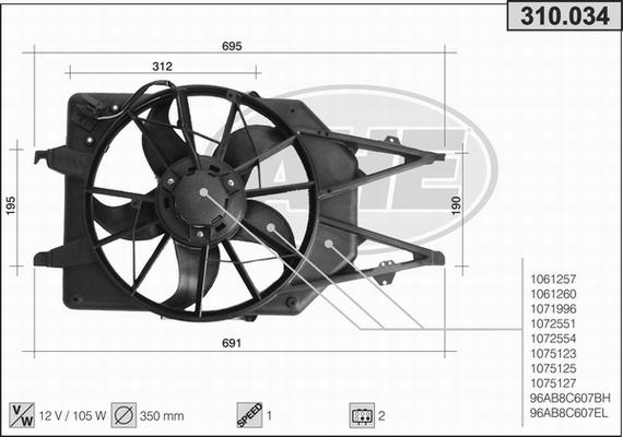 AHE 310.034 - Ventola, Raffreddamento motore www.autoricambit.com