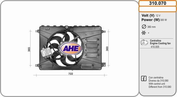 AHE 310.070 - Ventola, Raffreddamento motore www.autoricambit.com