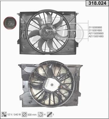 AHE 318.024 - Ventola, Raffreddamento motore www.autoricambit.com