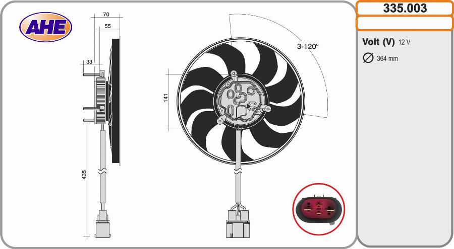 AHE 335.003 - Ventola, Raffreddamento motore www.autoricambit.com