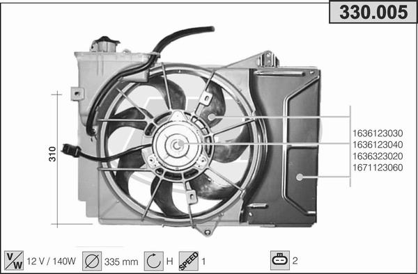 AHE 330.005 - Ventola, Raffreddamento motore www.autoricambit.com