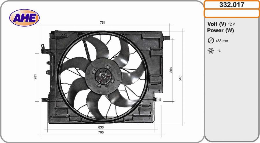 AHE 332.017 - Ventola, Raffreddamento motore www.autoricambit.com