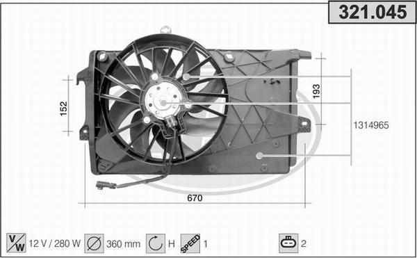 AHE 321.045 - Ventola, Raffreddamento motore www.autoricambit.com