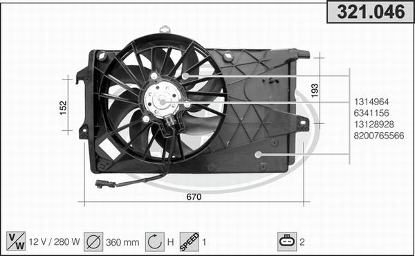 AHE 321.046 - Ventola, Raffreddamento motore www.autoricambit.com