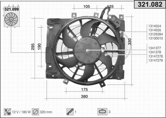 AHE 321.082 - Ventola, Raffreddamento motore www.autoricambit.com