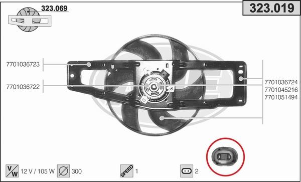 AHE 323.019 - Ventola, Raffreddamento motore www.autoricambit.com