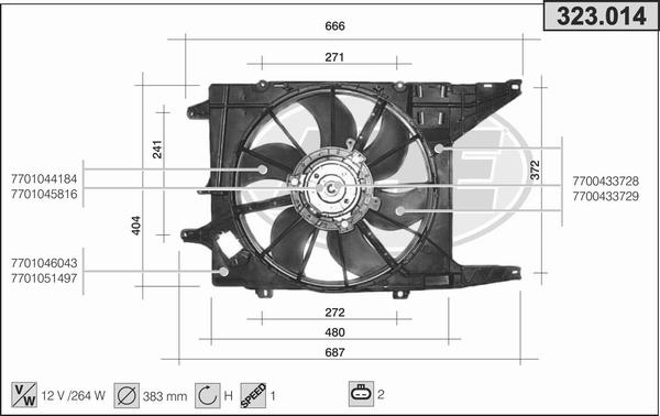 AHE 323.014 - Ventola, Raffreddamento motore www.autoricambit.com