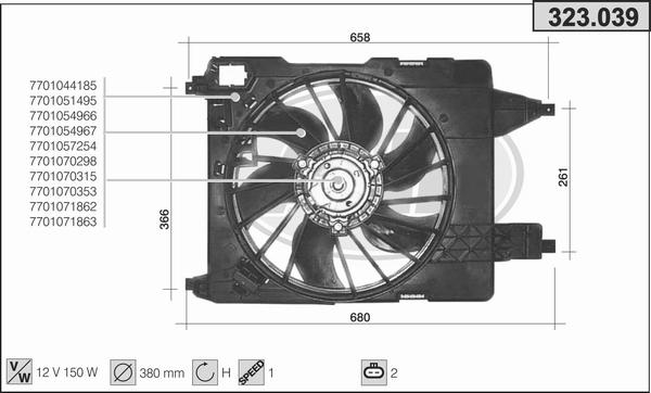 AHE 323.039 - Ventola, Raffreddamento motore www.autoricambit.com