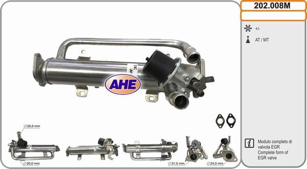 AHE 202.008M - Radiatore, Ricircolo gas scarico www.autoricambit.com