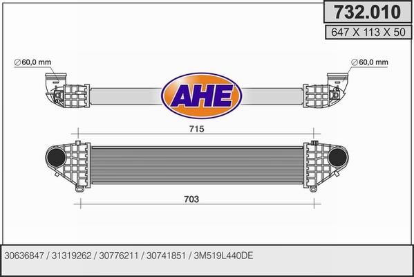 AHE 732.010 - Intercooler www.autoricambit.com