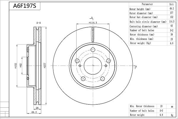 Aisin A6F197S - Discofreno www.autoricambit.com