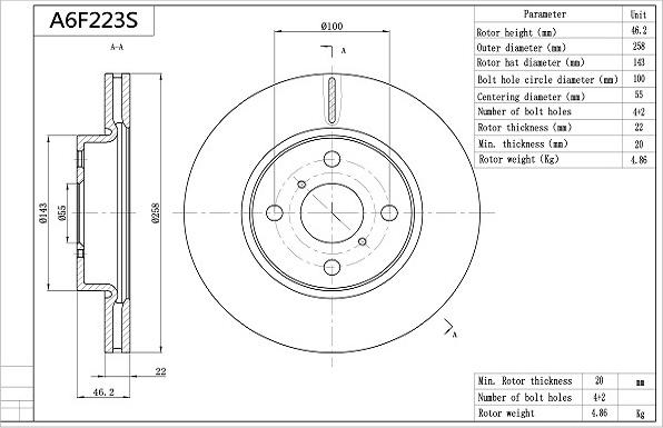 Aisin A6F223S - Discofreno www.autoricambit.com