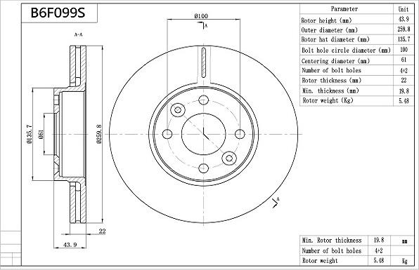 Aisin B6F099S - Discofreno www.autoricambit.com