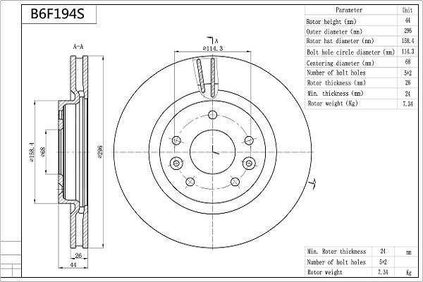 Aisin B6F194S - Discofreno www.autoricambit.com