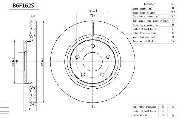 Aisin B6F162S - Discofreno www.autoricambit.com