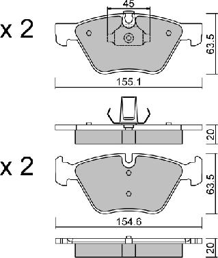 AISIN BPBM-1007 - Kit pastiglie freno, Freno a disco www.autoricambit.com