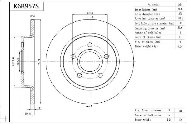 Aisin K6R957S - Discofreno www.autoricambit.com