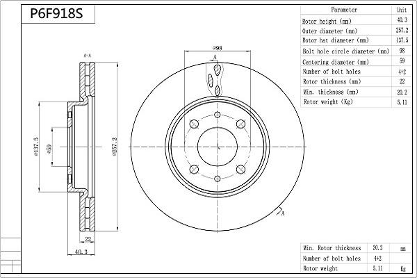 Aisin P6F918S - Discofreno www.autoricambit.com