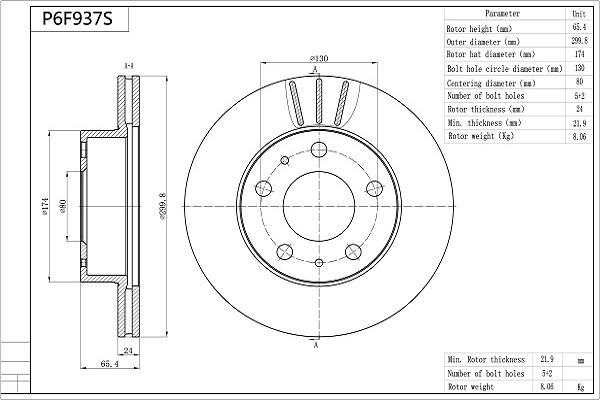 Aisin P6F937S - Discofreno www.autoricambit.com