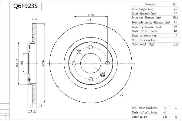 Aisin Q6F923S - Discofreno www.autoricambit.com