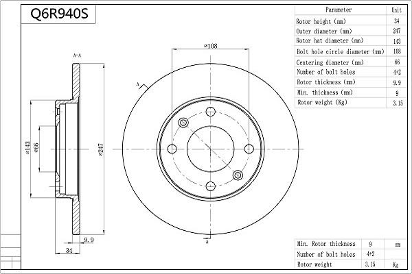 Aisin Q6R940S - Discofreno www.autoricambit.com