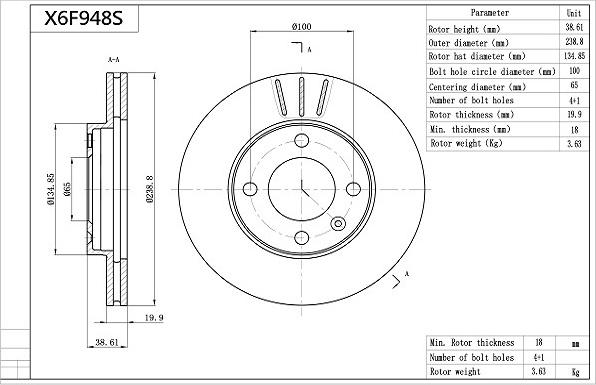 Aisin X6F948S - Discofreno www.autoricambit.com