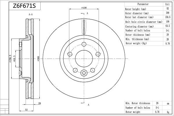 Aisin Z6F671S - Discofreno www.autoricambit.com