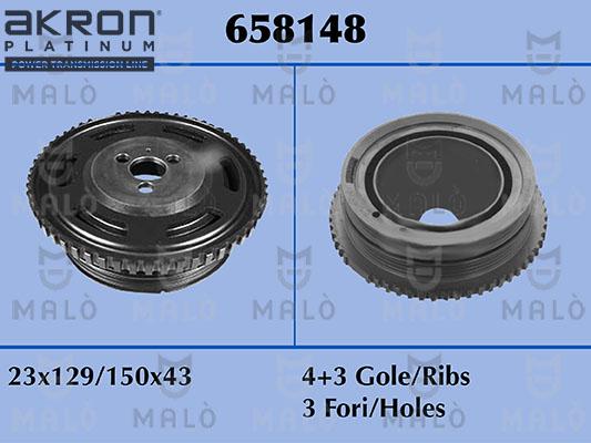 AKRON-MALÒ 658148 - Puleggia cinghia, Albero a gomiti www.autoricambit.com