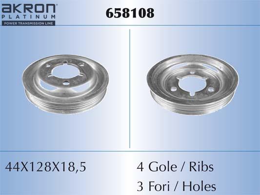 AKRON-MALÒ 658108 - Puleggia cinghia, Albero a gomiti www.autoricambit.com