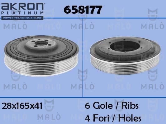 AKRON-MALÒ 658177 - Puleggia cinghia, Albero a gomiti www.autoricambit.com