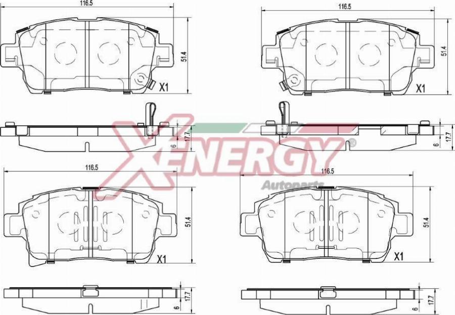 AP XENERGY X41488 - Kit pastiglie freno, Freno a disco www.autoricambit.com