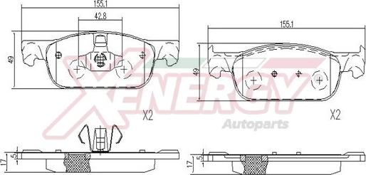 AP XENERGY X41290 - Kit pastiglie freno, Freno a disco www.autoricambit.com