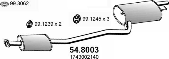 ASSO 54.8003 - Silenziatore centrale / posteriore www.autoricambit.com