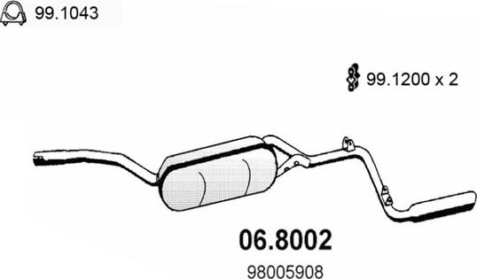 ASSO 06.8002 - Silenziatore centrale / posteriore www.autoricambit.com