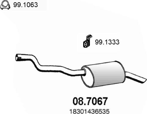 ASSO 08.7067 - Silenziatore posteriore www.autoricambit.com