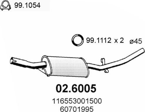 ASSO 02.6005 - Silenziatore centrale www.autoricambit.com