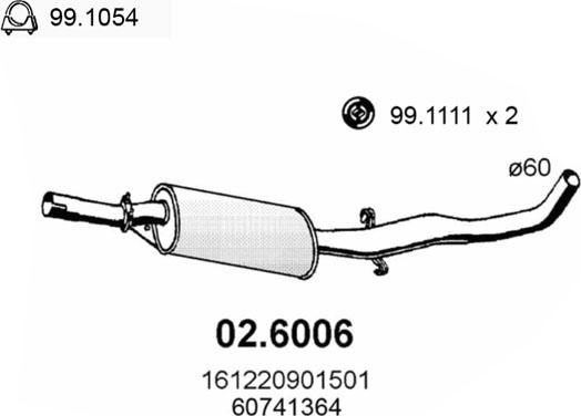 ASSO 02.6006 - Silenziatore centrale www.autoricambit.com