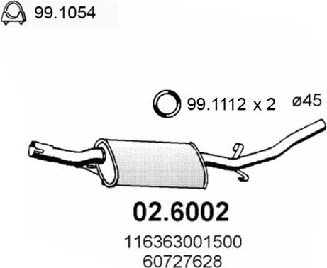 ASSO 02.6002 - Silenziatore centrale www.autoricambit.com