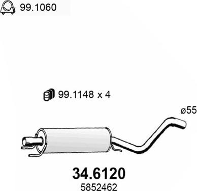 ASSO 34.6120 - Silenziatore centrale www.autoricambit.com