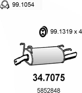 ASSO 34.7075 - Silenziatore posteriore www.autoricambit.com