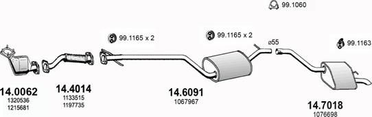 ASSO ART3390 - Impianto gas scarico www.autoricambit.com