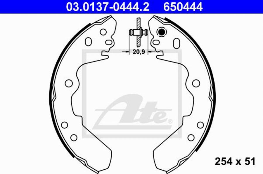 ATE 650444 - Kit freno, freni a tamburo www.autoricambit.com