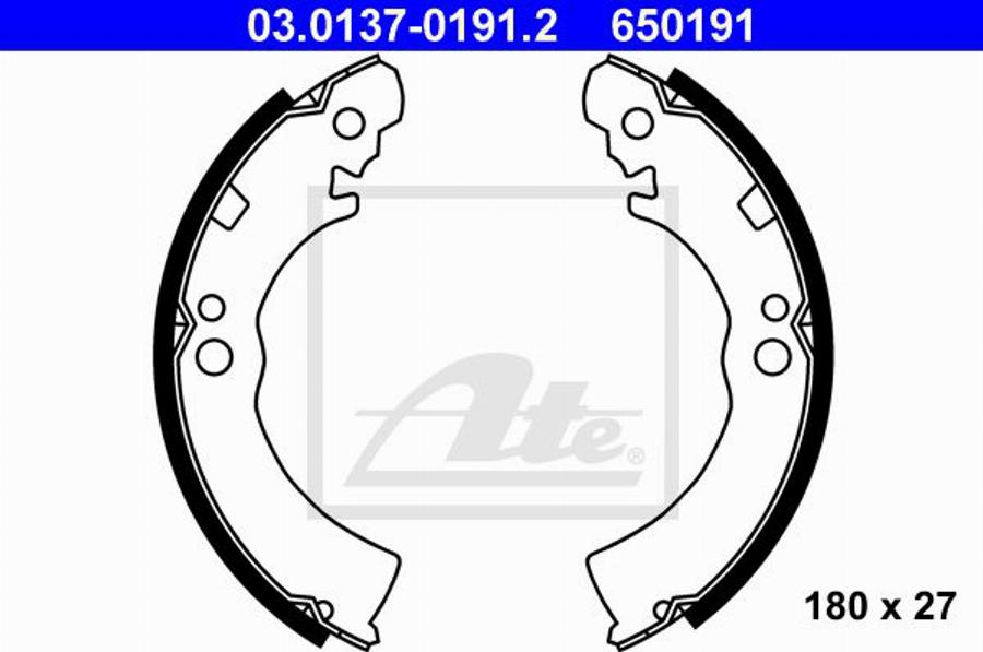 ATE 650191 - Kit freno, freni a tamburo www.autoricambit.com