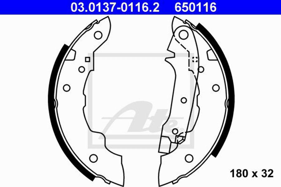 ATE 650116 - Kit freno, freni a tamburo www.autoricambit.com