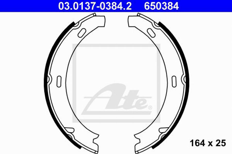 ATE 650384 - Kit ganasce, Freno stazionamento www.autoricambit.com