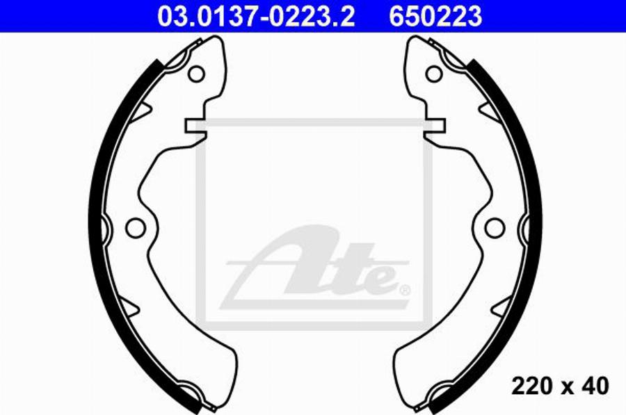 ATE 650223 - Kit freno, freni a tamburo www.autoricambit.com