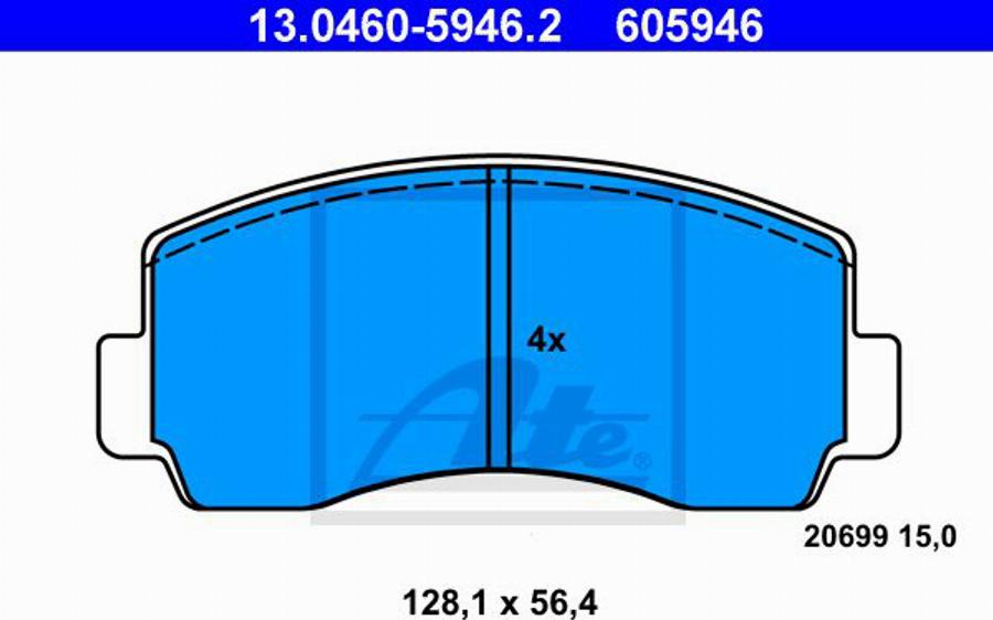 ATE 605946 - Kit pastiglie freno, Freno a disco www.autoricambit.com