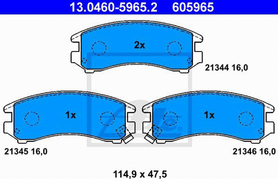 ATE 605965 - Kit pastiglie freno, Freno a disco www.autoricambit.com